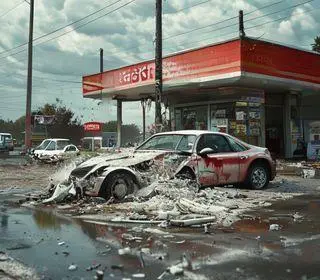 carro invade loja de conveniência