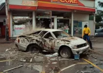 carro invade loja de conveniência