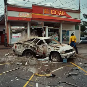carro invade loja de conveniência