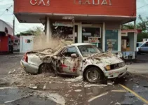 carro invade loja de conveniência