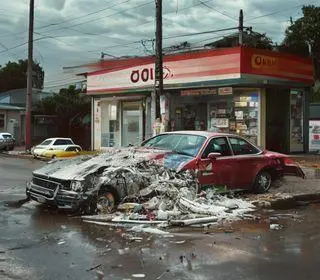 Carro invade loja de conveniência