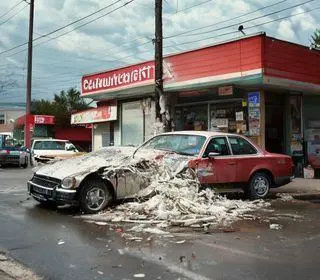carro invade loja de conveniência