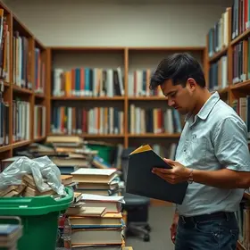 descarte de livros na biblioteca de Osasco